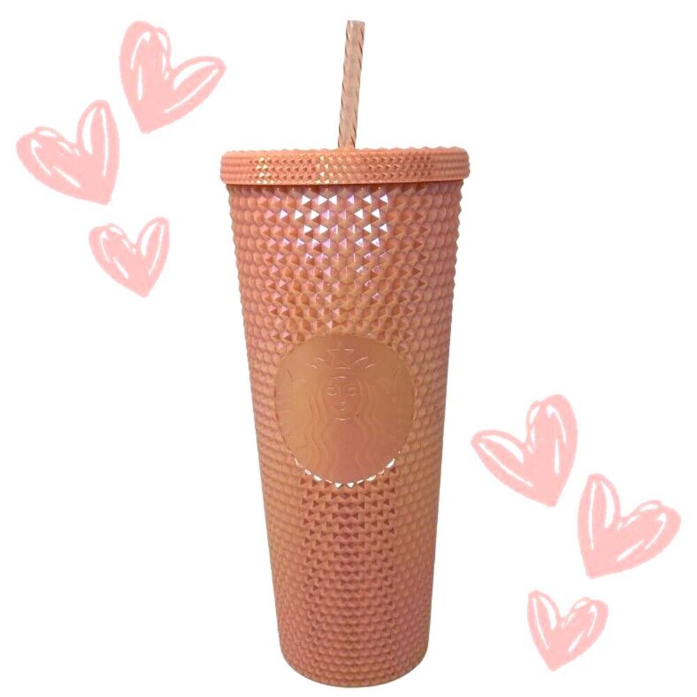Starbucks Pink Pearl Bling Studded Venti Tumbler Collectible Gift 24oz NWOT